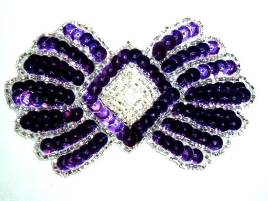 K1249 Purple Motif  Sequin Beaded  3.75"