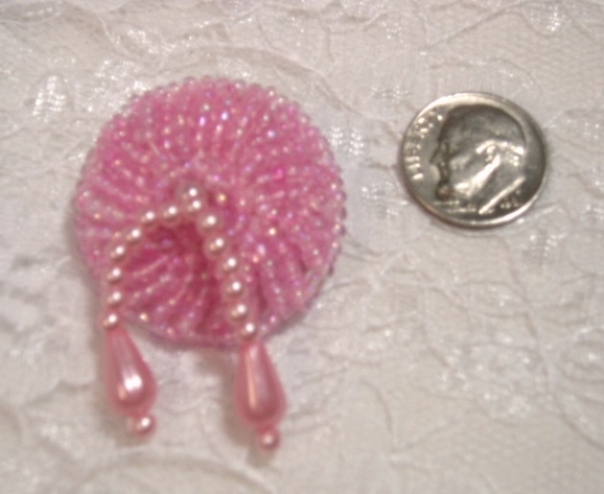 Pink 1.75"  Beaded Dangle Button Closure 0115