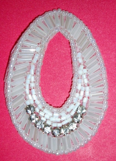 K1283  Crystal AB Rhinestone Oval 2.5" Sequin Beaded Applique