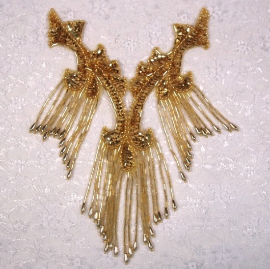 Gold Collar 8.5"  Sequin Beaded Applique 0181