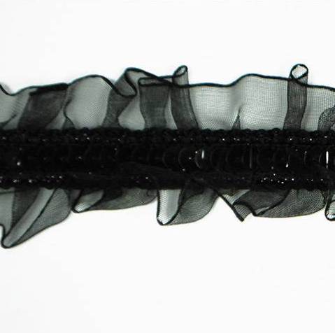E6196 Black Organza Sequin Sewing Craft Trim 1.5"
