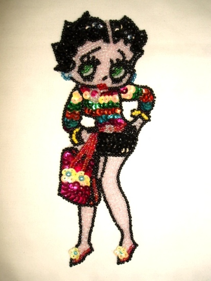 0190 Betty Boop All Dressed Up Sequin Beaded Applique