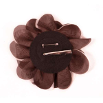 E6042 Brown Beige Floral Brooch Clip Applique 5"