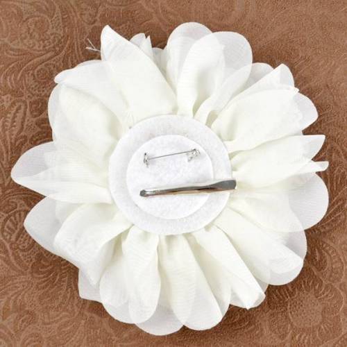 E6042 Ivory Floral Brooch Clip Applique 5"