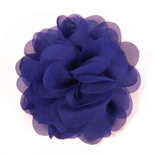 E6042 Royal Blue Floral Brooch Clip Applique 5"