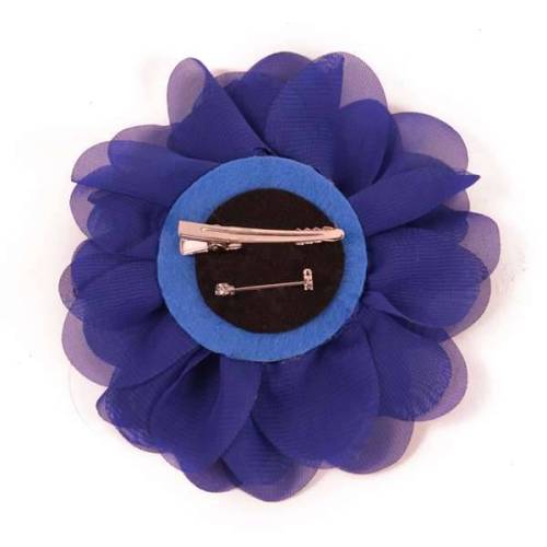 E6042 Royal Blue Floral Brooch Clip Applique 5"