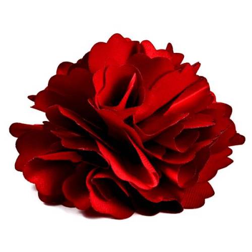 E6049 Burgundy Red Silky Floral Brooch Hair Clip Applique 3.75"