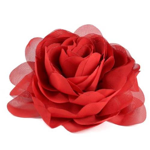 E6042 Red Floral Brooch Clip Applique 5"