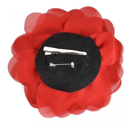 E6042 Red Floral Brooch Clip Applique 5"