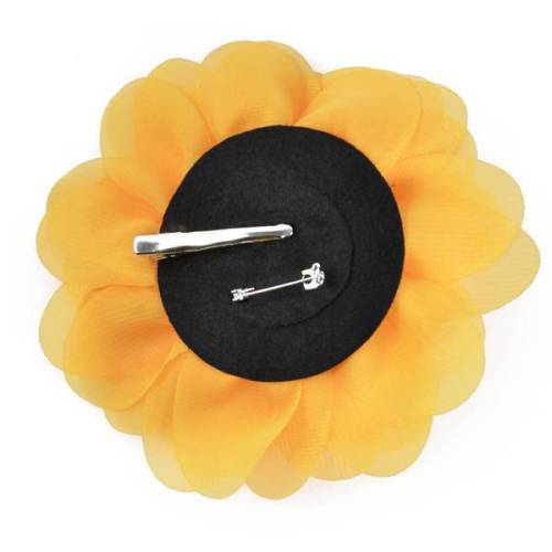 E6042 Yellow Floral Brooch Clip Applique 5"