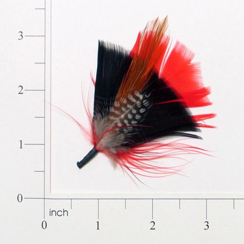 E4129  Red & Black Spotted Feather 3.25"