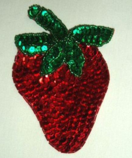 Strawberry 4.5" Sequin Beaded Applique  k8865
