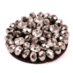 E2646  Silver Beaded Rhinestone Applique 2"
