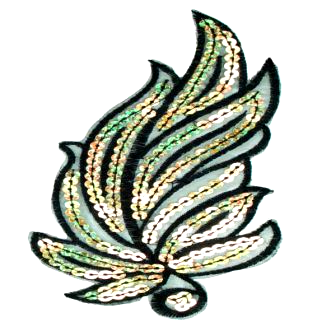 E1310  Silver Leaf Holographic Sequin Applique 7"