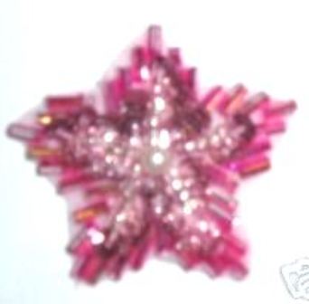 L  Mauve Star  Sequin Beaded Applique 1.25"