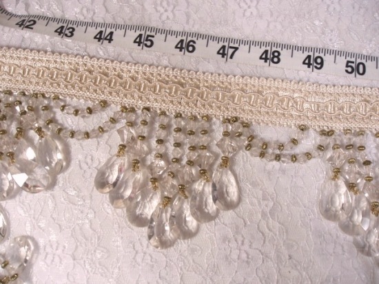 E6111 Clear / Ivory Isabella Drapery Teardrop Trim 5"