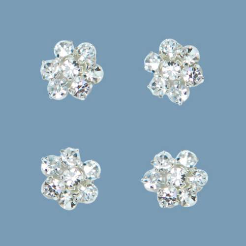 E1099 Set of ( 4 ) Flower Crystal Beaded Rhinestone Appliques
