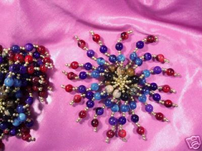 K9258  Multi-Color Dangle Beaded Applique 4.5"