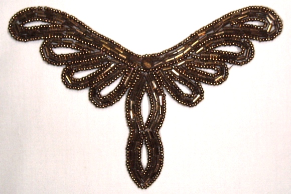 K8113  Bronze Collar  Sequin Beaded Applique 5.5"
