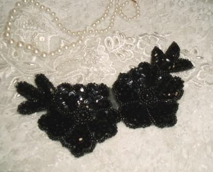Black  5" Sequin Beaded Applique K8116