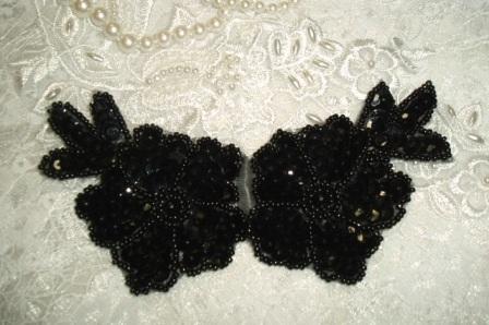 Black  5" Sequin Beaded Applique K8116