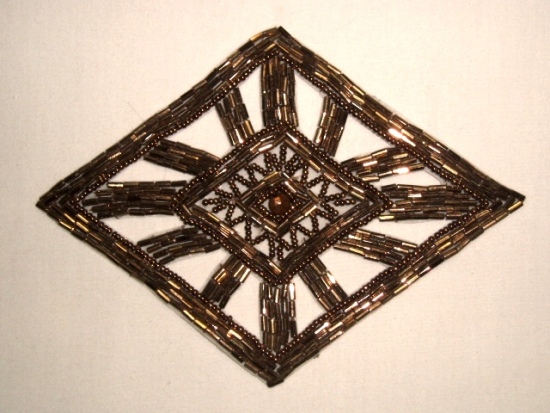 K8120  Bronze Diamond Beaded Applique 5.75"