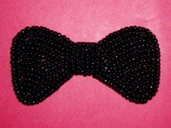 K8137A  Black Small Bow Beaded Applique 2.5"