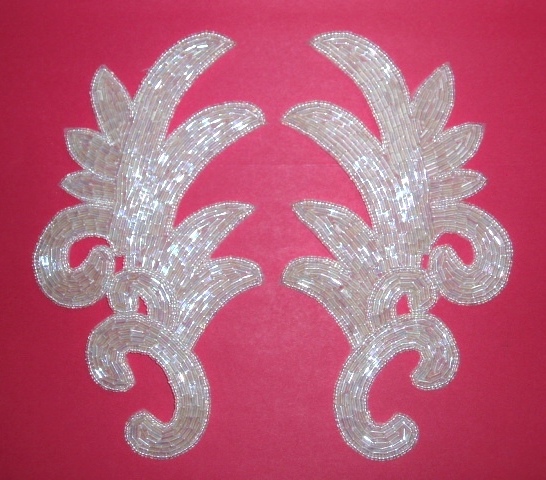 K8257  Crystal AB Beaded Claw  Mirror Pair Appliques 7.5"