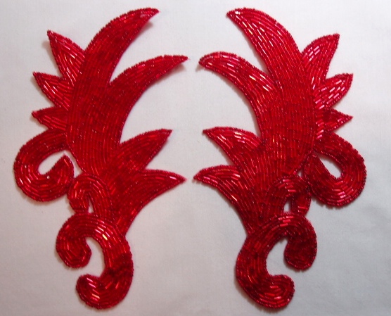K8257  Red Beaded Claw  Mirror Pair Appliques 7.5"