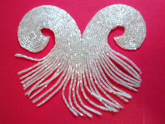 Crystal Curl Beaded Applique  k8384