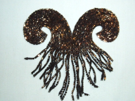 Bronze Curl Beaded Applique  k8384