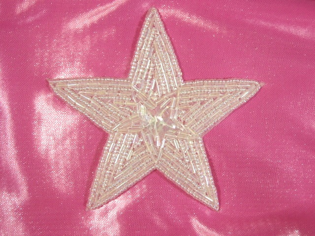 K8387  Crystal AB Star Sequin Beaded Applique 3.75"