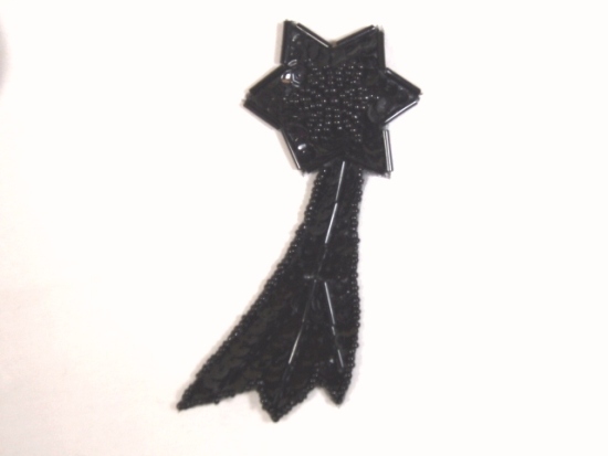 K8388  Black Shooting Star Sequin Beaded Applique 4"