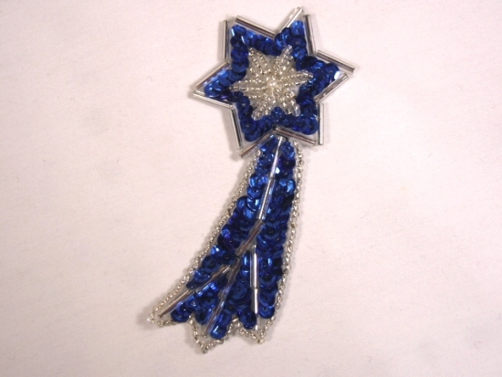 K8388  Royal Blue Shooting Star Sequin Beaded Applique 4"
