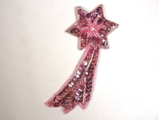 K8388  Mauve Shooting Star Sequin Beaded Applique 4"