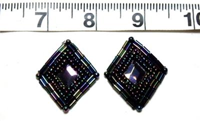 T8509  Set of 2 Black AB Diamond Beaded Appliques