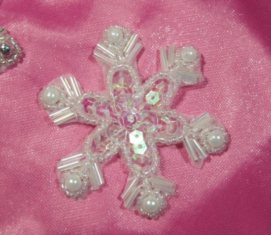 Crystal AB Christmas Snowflake 2" Sequin Beaded Applique 0076
