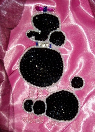 Black Poodle Rhinestone 5" Sequin Beaded Applique  0059