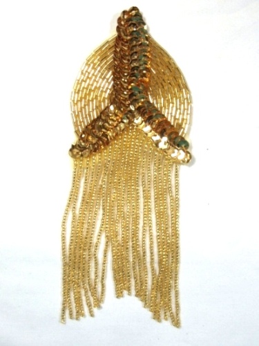 Gold Epaulet 6" Sequin Beaded Applique 0099