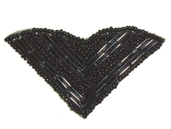 K8615  Black  V  Shaped  Beaded Applique