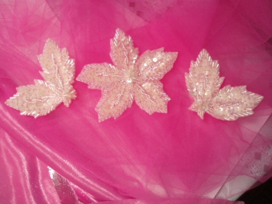 K8624  Crystal AB 3 Piece Set Floral  Sequin Beaded Applique 3.5"