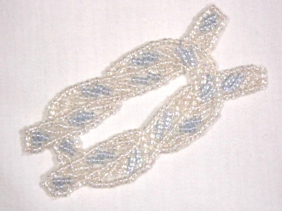 K8625  Lt. Blue & Crystal  Knot Beaded  Applique 3"