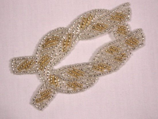 K8625  Silver Gold Knot Beaded Applique 3"