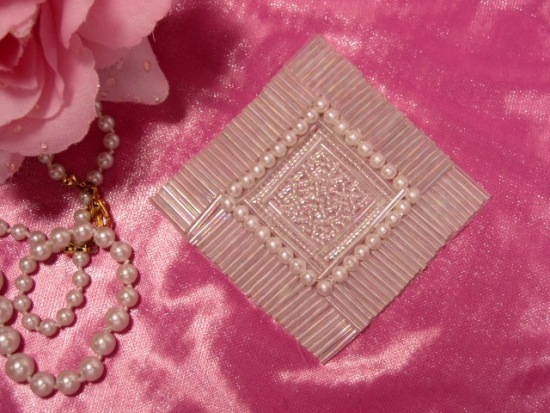 K8629  Crystal AB Diamond Square 3.25" Beaded Applique