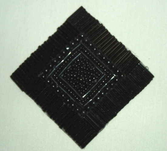 K8629 Black Diamond Square 3.25" Beaded Applique