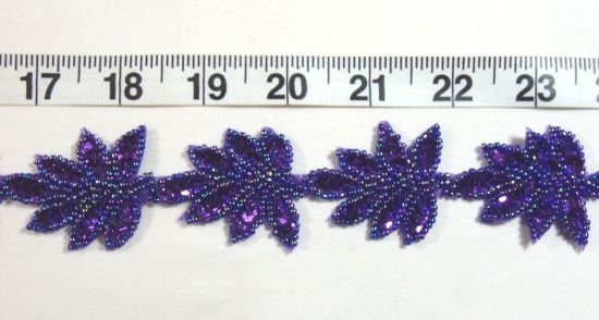 T8633 Purple Leaf  Vine Sequin Beaded Trim