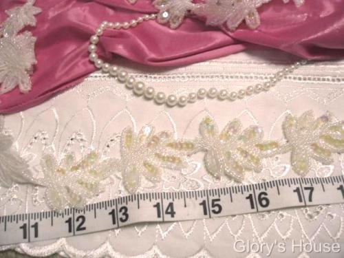 T8633 Crystal AB Leaf  Vine Sequin Beaded Appliques / Trim