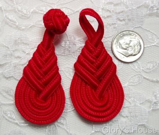 0253  Red President Frog Button Closure 4"