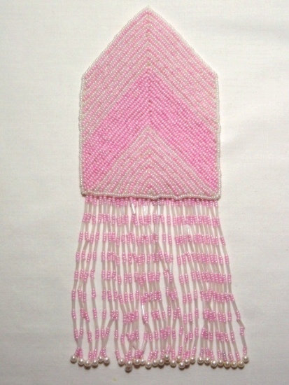 k8738 Pink Crystal Epaulet Sequin Beaded Applique 8.5"