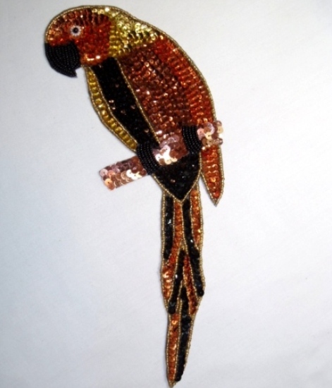 Parrot Sequin Beaded Applique Bronze  K8746A